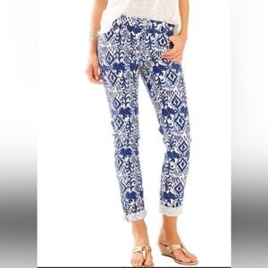 LILLY PULITZER CALLAHAN CHINO PANTS IN BRIGHT BLUE A LOT OF FUN SIZE 12